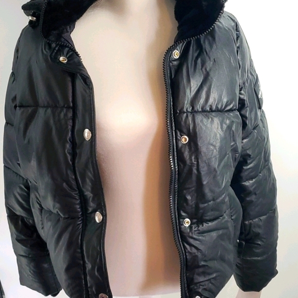 CALVIN KLEIN Logo faux leather puffer jacket - Picture 7 of 13